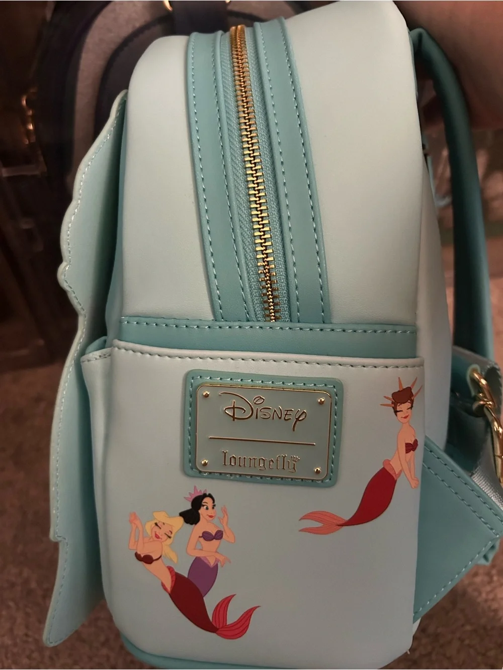 Loungefly Ariel Lenticular Teal and Pink Mini Backpack